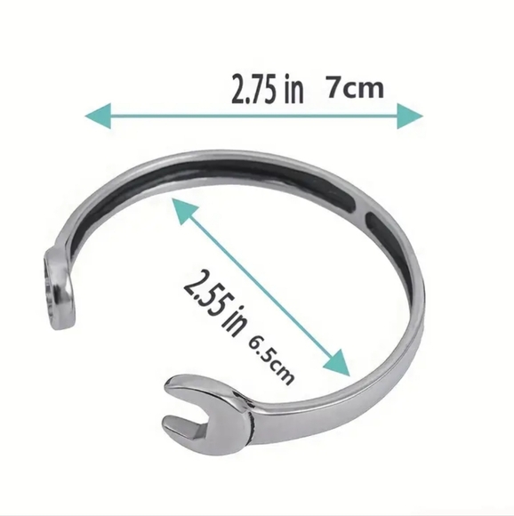 New! MEN'S Stainless Steel Rustic Wrench Cuff Bracelet. - Picture 6 of 6